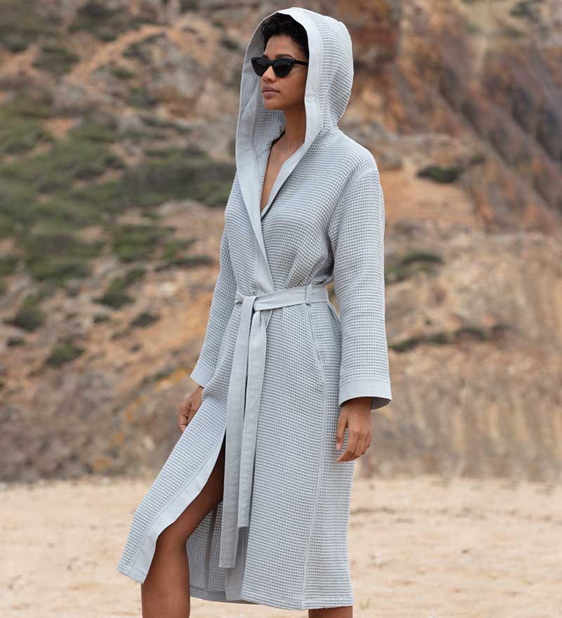 Washed linen dressing gown - Grey - Ladies | H&M IN